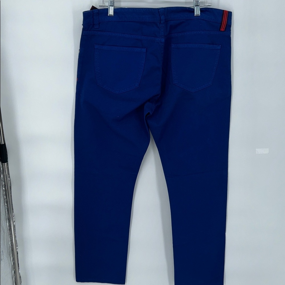 Isaia Napoli Slim Straight Fit Royal Blue Twill Cotton Jeans Eu 54 R - Picture 4 of 9